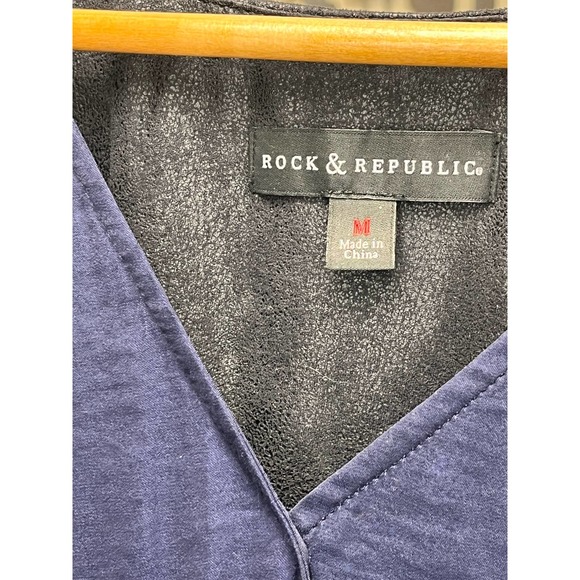 Rock & Republic Ice Queen Navy & Faux Suede Tank Medium - Picture 4 of 6